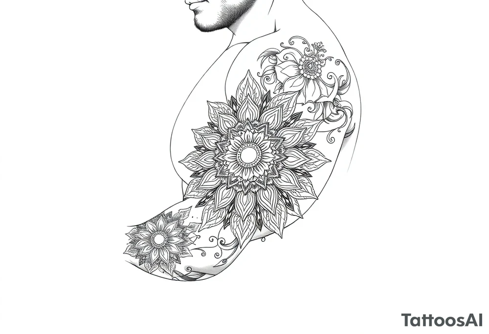 bold line ornamentaali mandala tattoo idea