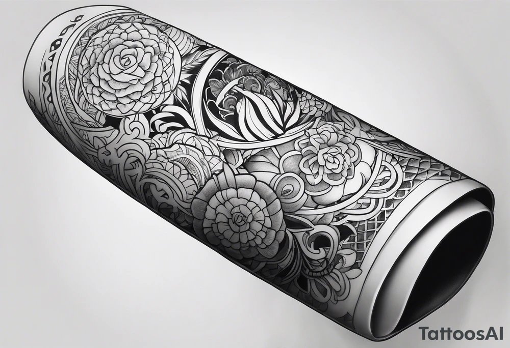 Japanese forearm sleeve stencil tattoo idea