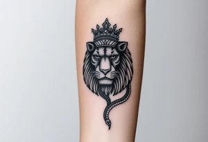 Majestic Lion with Egyptian crown and snake. More detailed tattoo idea