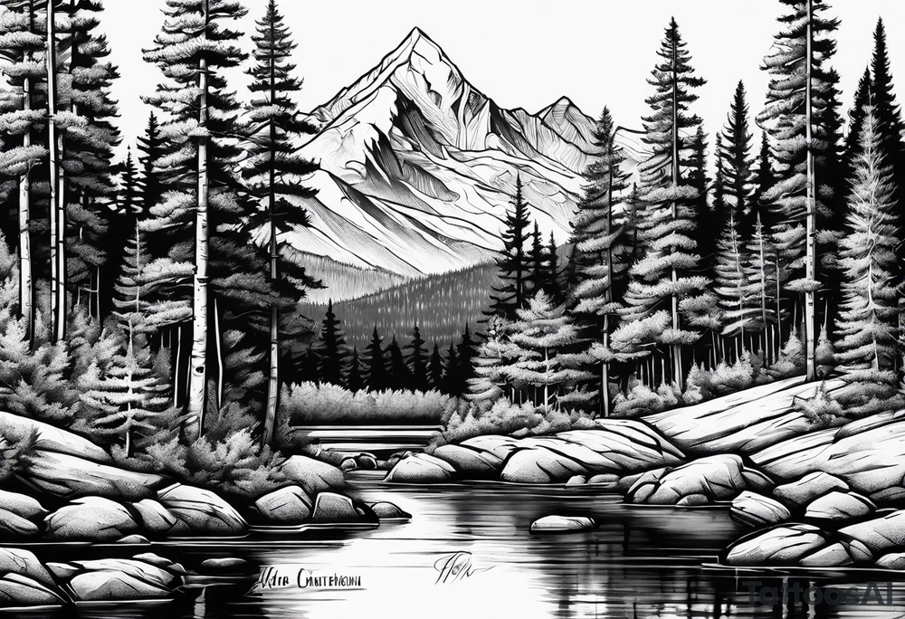 Aspen and pine mountain scene tattoo idea