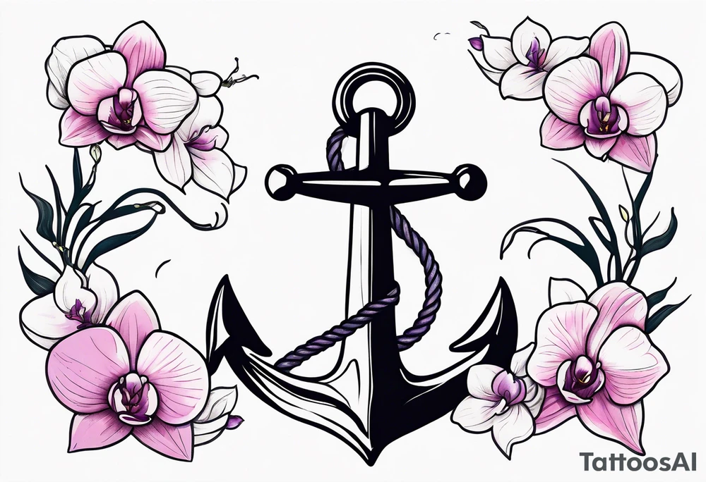 An anchor and orchids and a whale tattoo idea