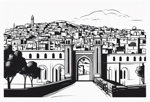 israel town gate vector tattoo idea