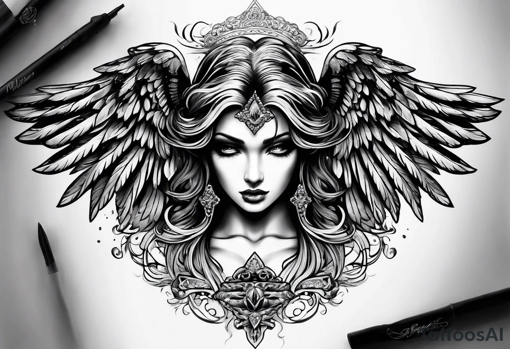 Dark angel wing tattoo idea