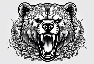 Bear fighting snake tattoo idea