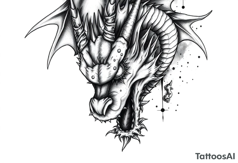 Horror dragon tattoo with cancer on background tattoo idea Horror dragon tattoo with cancer on background tattoo idea