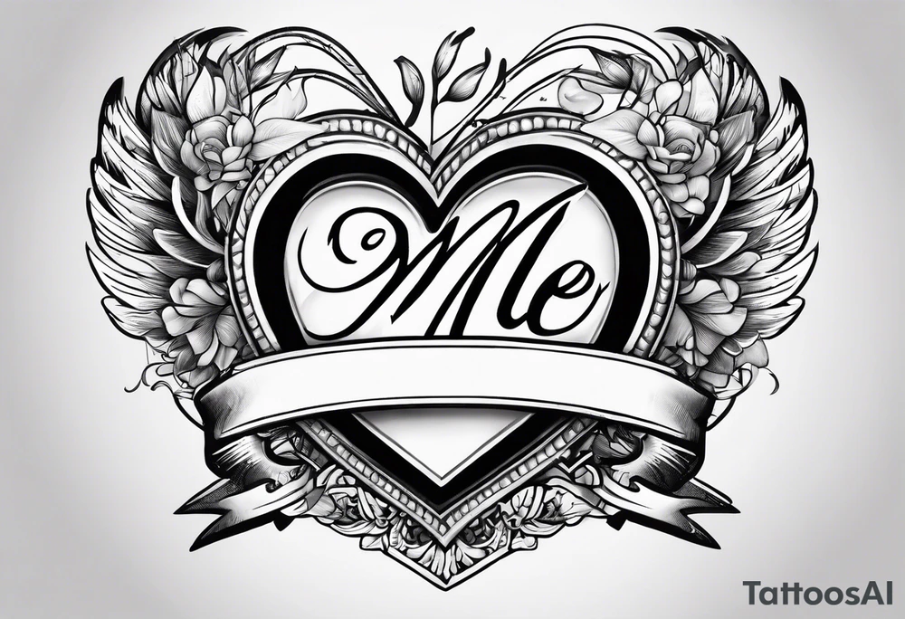 heart with arrow with ribbon that says "Riley and Mel forever" tattoo idea