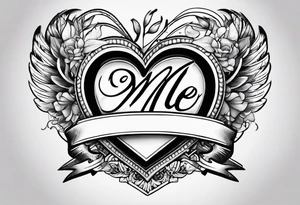 heart with arrow with ribbon that says "Riley and Mel forever" tattoo idea