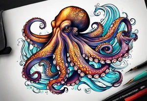 Octopus peaceful waves tattoo idea