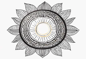 simple sun made of black dots and circles tattoo idea