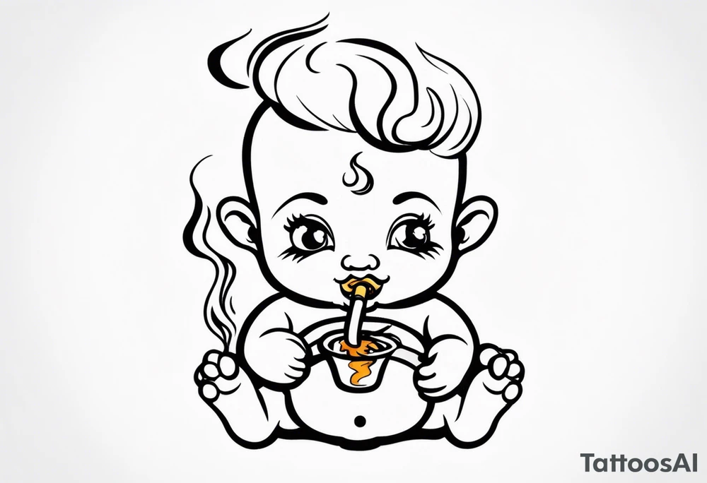 baby who smoke cigarettes tattoo idea
