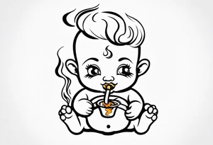baby who smoke cigarettes tattoo idea