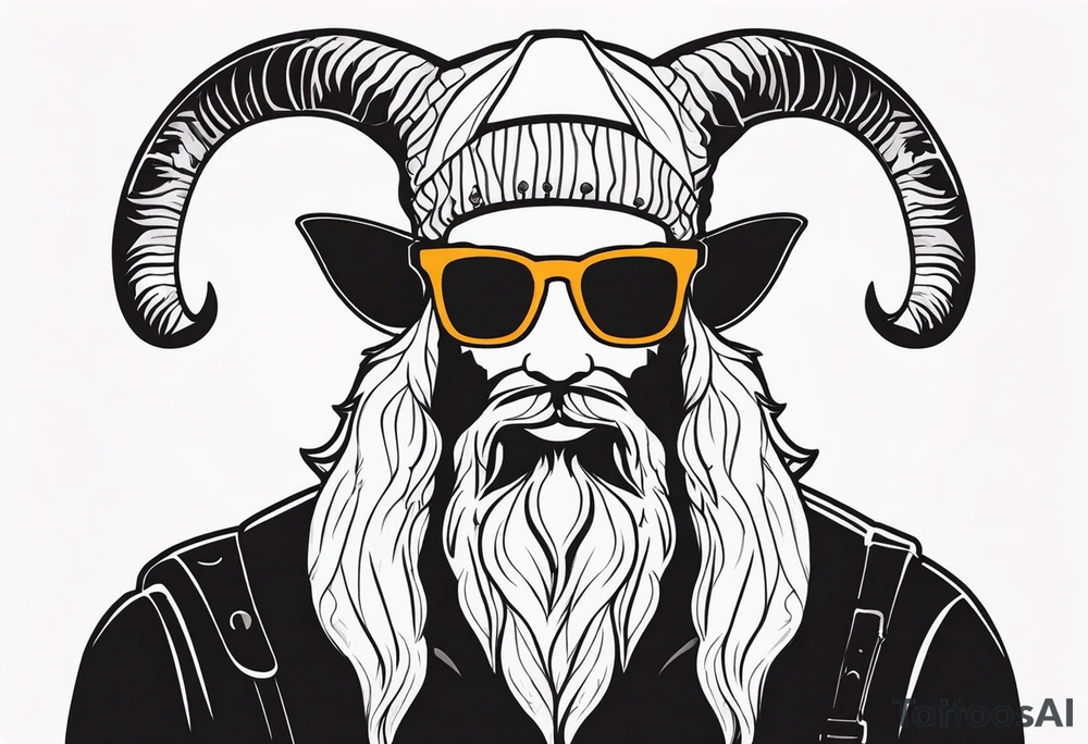 capricorn with beard and sunglasses tattoo idea