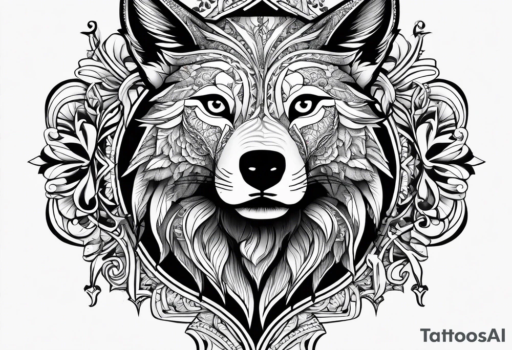 Cheval et loup avec les lettre H,G et S tattoo idea