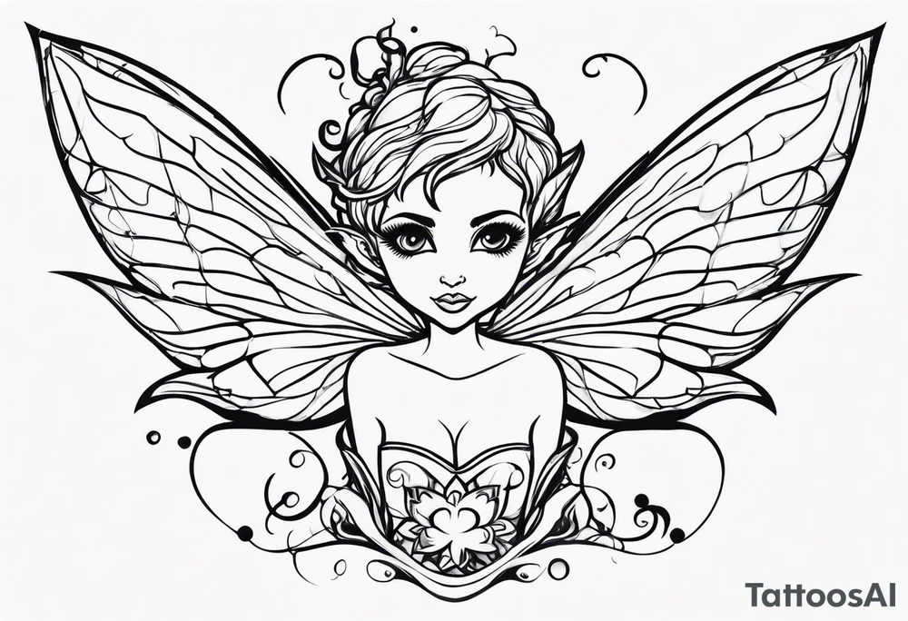 a mischievous pixie or sprite with E.J.R hidden it in tattoo idea