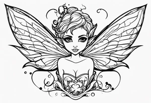 a mischievous pixie or sprite with E.J.R hidden it in tattoo idea