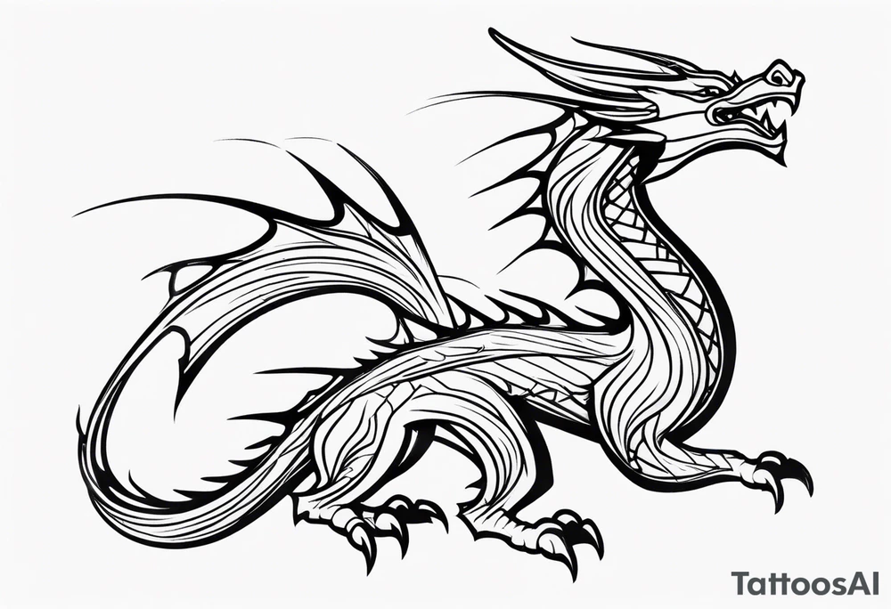 Dragon full black small tattoo idea