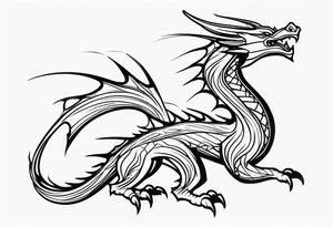 Dragon full black small tattoo idea