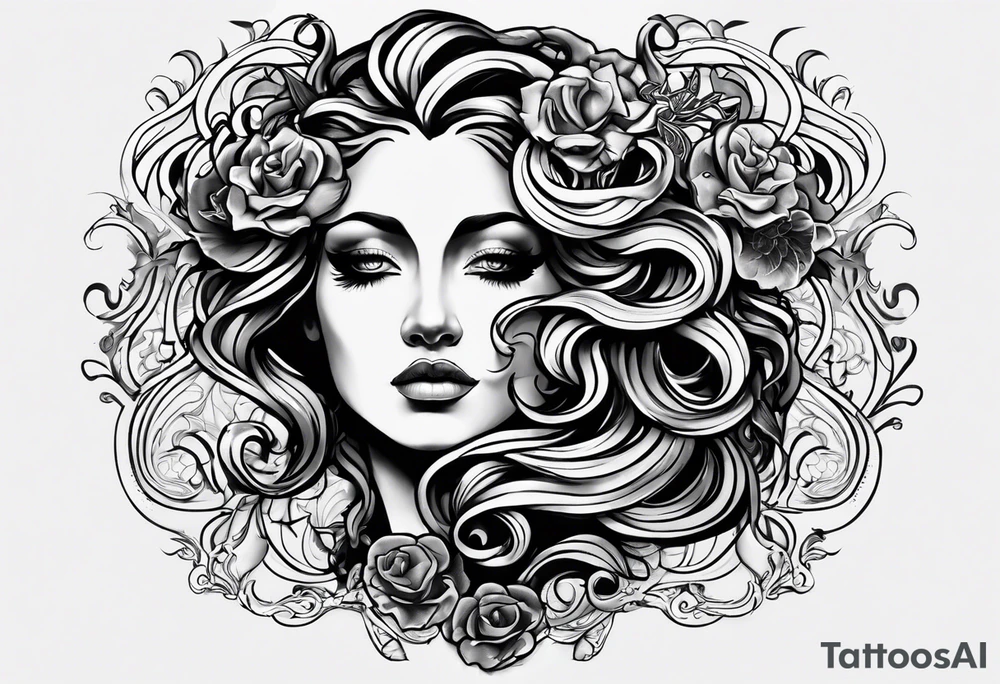 Medusa tattoo on forearm half the face and half skull tattoo idea