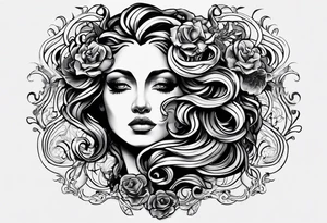 Medusa tattoo on forearm half the face and half skull tattoo idea