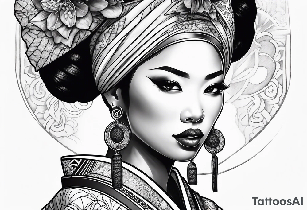 African geisha Japanese traditional style tattoo tattoo idea