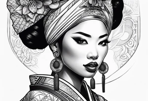 African geisha Japanese traditional style tattoo tattoo idea