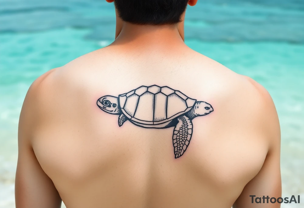 Seychelles islands map, water, beach, sand, turtle. Back ouece tattoo idea