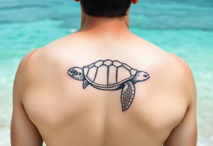 Seychelles islands map, water, beach, sand, turtle. Back ouece tattoo idea