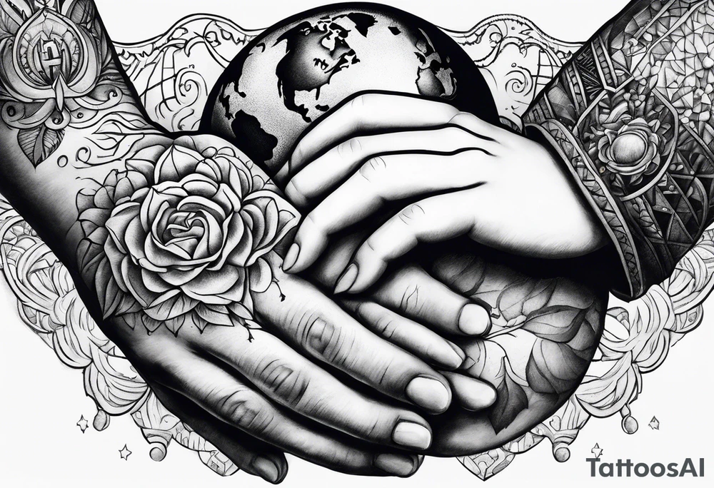 Strong hands holding world tattoo idea
