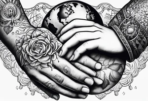 Strong hands holding world tattoo idea