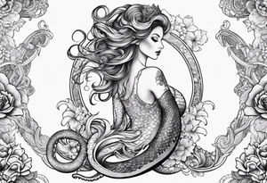 Leg sleeve with mermaid and octopus tattoo idea