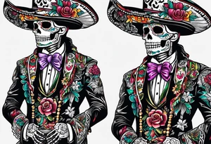 Mexico day of dead  man standing
 skeleton tattoo idea