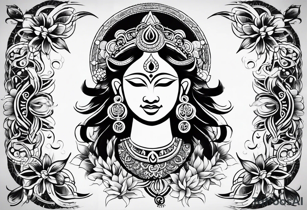 Traditional Hawaiian tattoo tattooed on the upper part of my arm across my shoulders, and into my chest should be integrated with a Hindu om sign and also the seven Hindu chakras tattoo idea