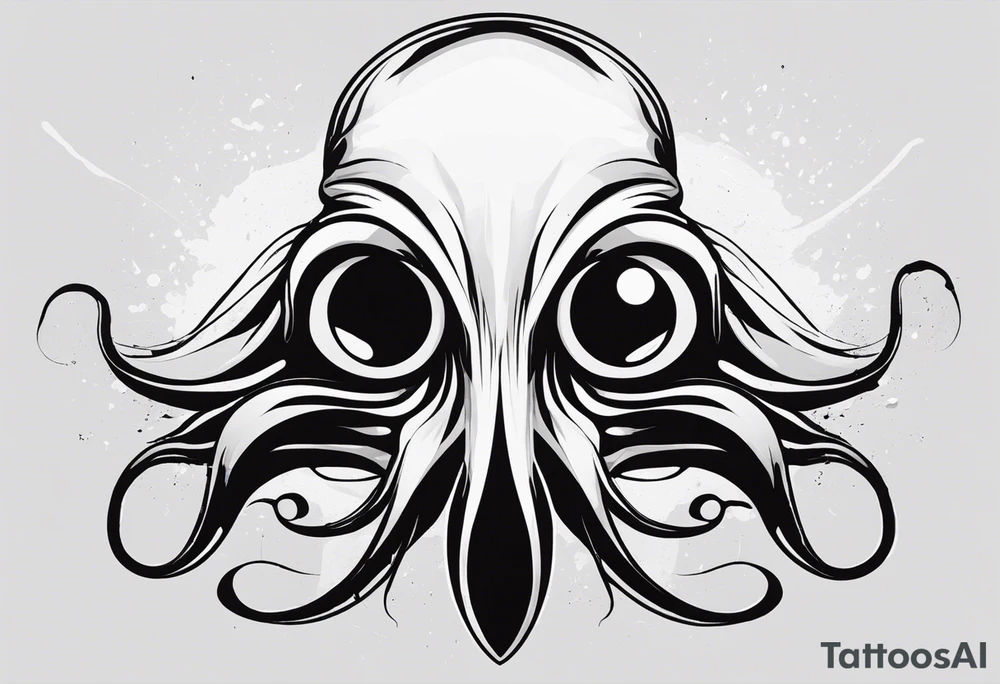 The equivalent of a horror and bizarre squid avatar. twisting and intersecting lines, making it look very wild and chaotic. The eyes of the squid are particularly prominent, one of them is white and the other is black, the overall expression is crazy and intense, with some distressed or damaged texture effects.

Able to change the color of the body and hide in the black sea tattoo idea