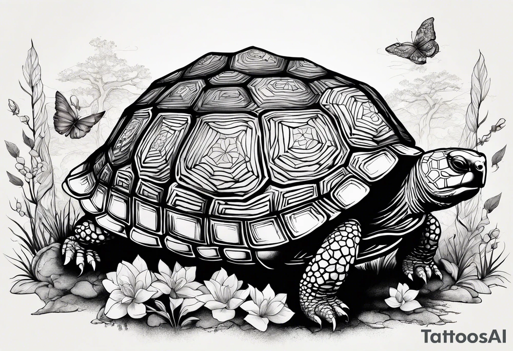 Tortoise forest tattoo idea