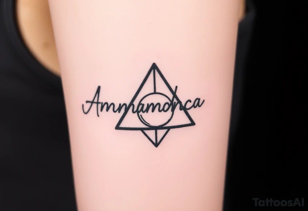 Name Amanda with Harry Potter deathly hallows tattoo idea