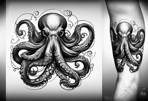 Octopus around lower leg tattoo idea