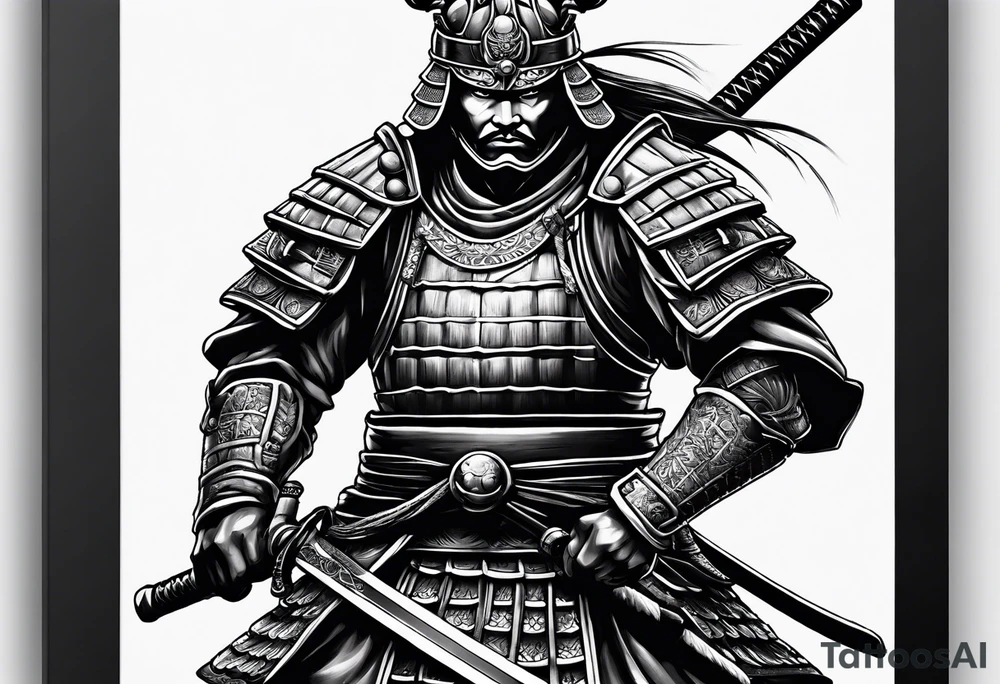 Samurai warrior, disciplined, adorned in battle gear, trained and ready for battle tattoo idea