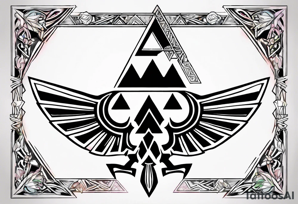 Triforce from the Zelda series highlighting courage And femininity tattoo idea