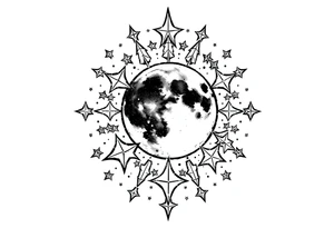 1x10^23 surrounded by cascade of stars and moon tattoo idea