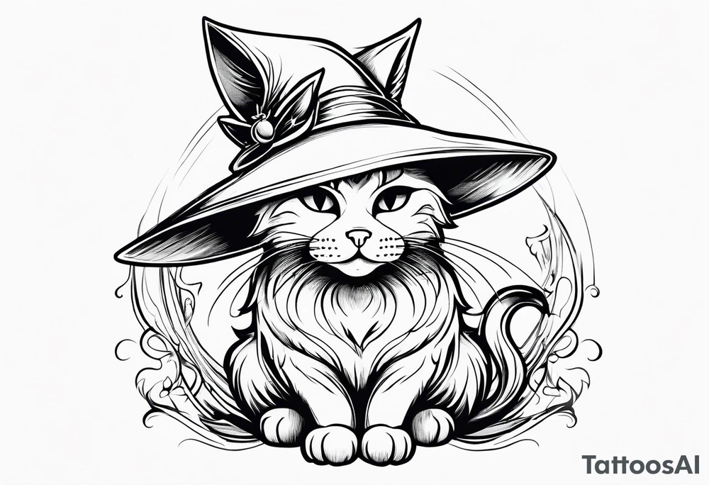 Simple line drawing of a Cat witch looking at something in disgust tattoo idea