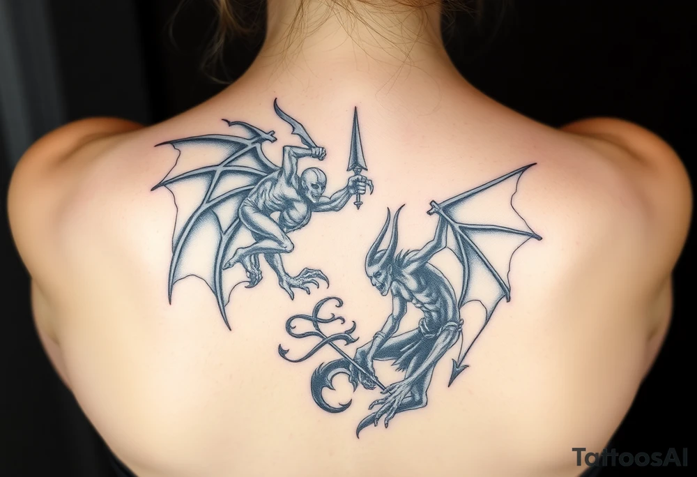 A battle between good and evil tattoo idea