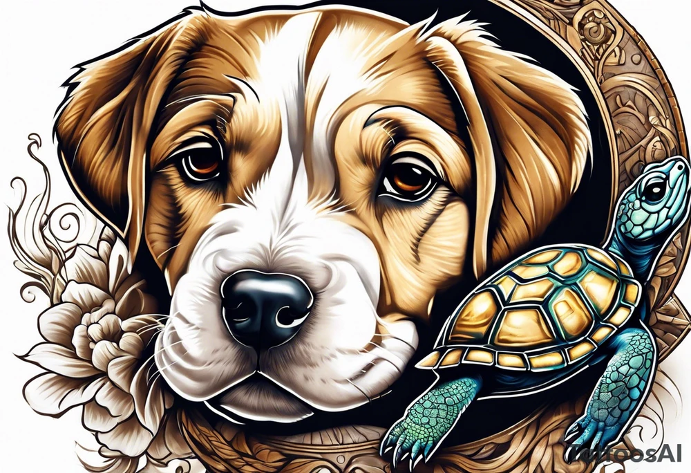 puppy with a turtle] tattoo idea
