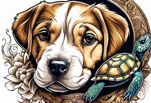 puppy with a turtle] tattoo idea