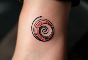 A delicate black spiral fading into fine red lines, symbolizing personal growth and passion. tattoo idea
