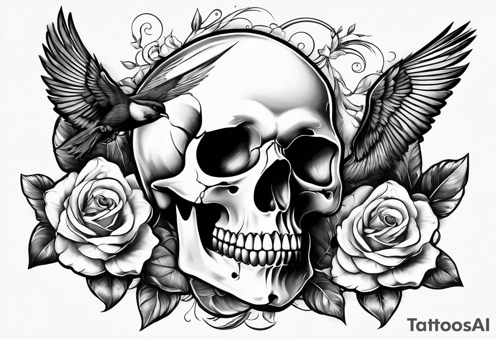 Skull and swallow tattoo idea