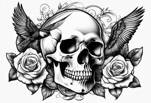 Skull and swallow tattoo idea