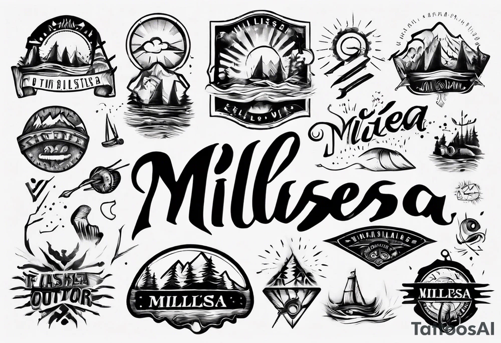 The word "MILLSEA", with an outdoors vibe. Block lettering tattoo idea