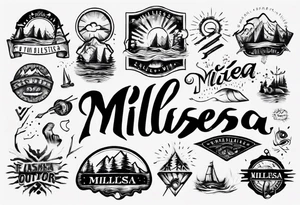 The word "MILLSEA", with an outdoors vibe. Block lettering tattoo idea