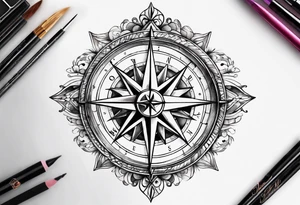 Feminine compass tattoo idea