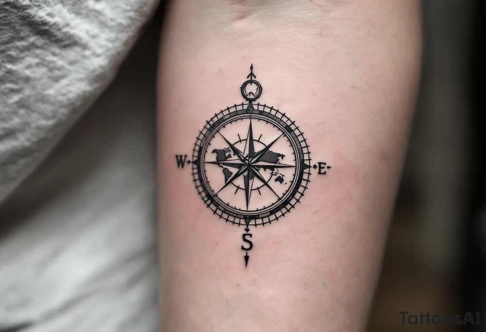 world map compass/clock tattoo idea